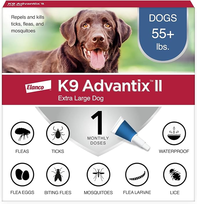K9 Advantix II XL Dog Vet-Recommended Flea, Tick &amp; Mosquito Treatment &amp; Prevention | Dogs Over 55 lbs. | 1-Mo Supply