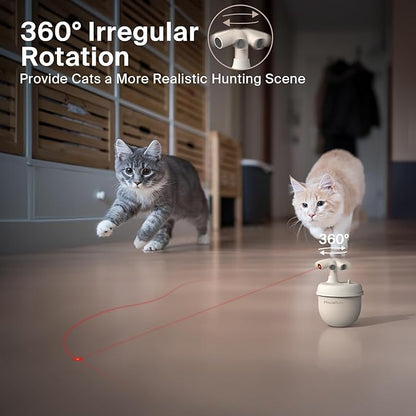 Cat Laser Toys, Automatic Cat Laser Toy Tumbler Design, Rechargeable Cat Laser Pointer 360°Irregular Rotation, 3 Modes Interactive Cat Toy for Indoor Cats of All Ages and Sizes (Beige)