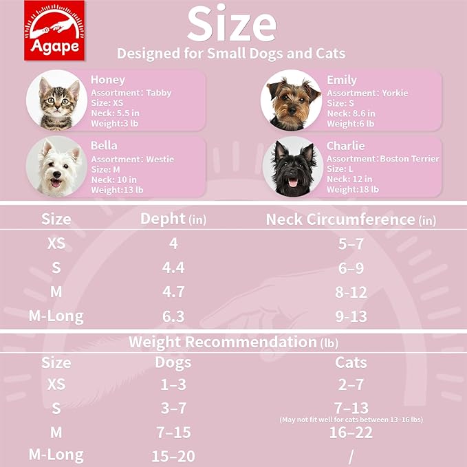 Agape Soft Dog Cone for Small Dogs &amp; Cats, Comfy Dogs Recovery Collar After Surgery, Adjustable E Collar Alternative to Stop Licking, Protective Elizabethan Cones for Pup&amp;Kitty, Comfortable Dog Cones