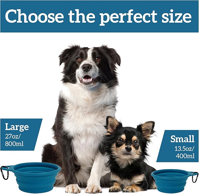 OHMO Collapsible Dog Bowl(2 Pack, Peacock&amp;Light Blue 12oz/400ml) Premium Silicone Pet Water Bowls for Cats &amp; Dogs, Portable Dog Travel Bowls Foldable for Outdoor Camping Hiking