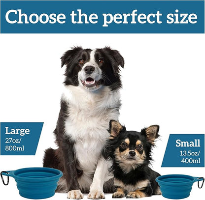 OHMO Collapsible Dog Bowl(2 Pack, Peacock&amp;Light Blue 12oz/400ml) Premium Silicone Pet Water Bowls for Cats &amp; Dogs, Portable Dog Travel Bowls Foldable for Outdoor Camping Hiking