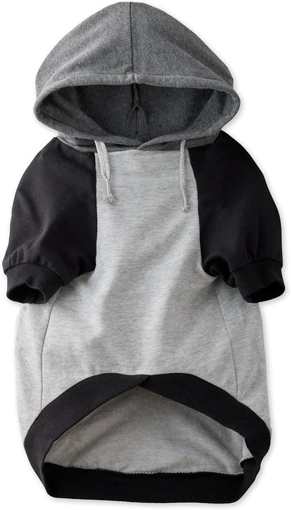 Rocky – The Orginal Lightweight Hooded TEE 100% Organic Cotton Dog Hoodie Pet Coat Sweater for Small, Medium, Large Dogs, Heather Gray Color Block, Small