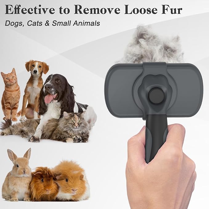 Swihauk Self Cleaning Slicker Brush - Skin Friendly for Dogs &amp; Cats, Deshedding Grooming Tool for Shedding Hair, Puppy Brush for Haired Pets