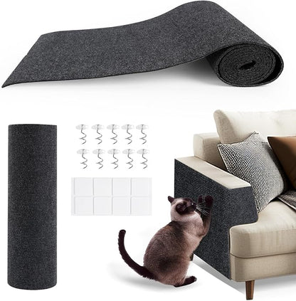 78.7"x15.8"Self-Adhesive Climbing Cat Scratch Protector Pads - Trimmable Furniture Guard for Sofa, Walls &amp; Floors, DIY Cat Tree/Tower/Bed, Replaceable Scratch-Resistant Mats (Dark Gray)