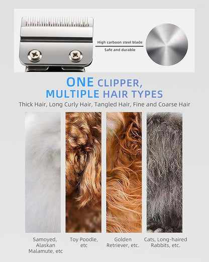 Professional Dog Grooming Clippers Kit, 24V High Power for Thick Coats, Quiet Dog Clippers with 10 Metal Guard Combs &amp; Brush, Ideal Dog Hair Remover for Cats and Pets