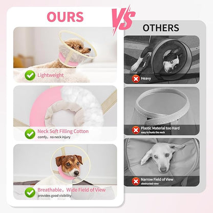 Soft Dog Cone Collar to Stop Licking-Adjustable Comfortable Mesh Recovery Collar After Surgery for Small or Miniature Dogs, Alternative to Plastic Elizabethan Collars for Neuter Incision Care (Pink,M)