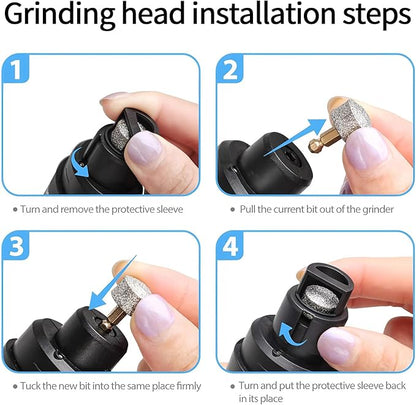 Electric Dog Nail Grinder - USB Rechargeable Electric Nail Trimmer with 3 Diamond Grinding Heads for Small to Large Dogs &amp; Cats