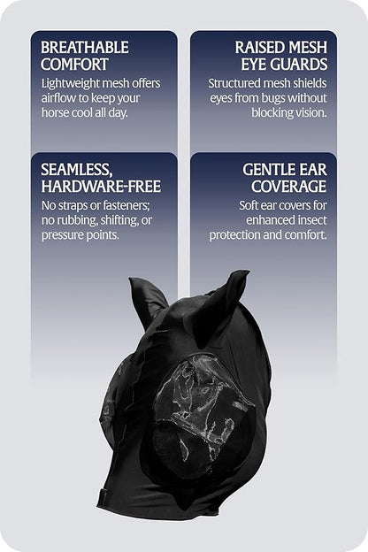 Equinavia Bug Out Fly Mask | Against Flies, Insects, UV Rays - Black - Warmblood