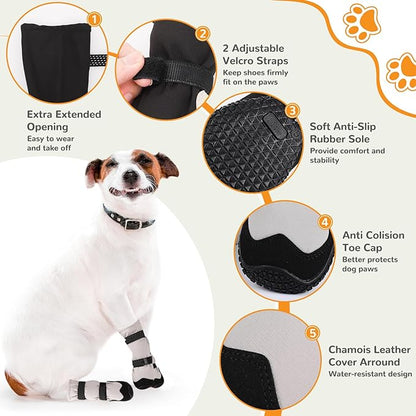 Winter Dog Snow Boots with Warm Wool Lining, Dog Shoes for Large Small Medium Dogs, Dog Booties and Paw Protectors, Anti-Slip Dog Shoes with Reflective for Snow, Hardwood Floors, Hiking (Size 5)
