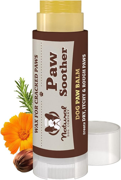 Natural Dog Company Paw Soother Balm for Dogs 0.15 oz Stick, Organic Soothing &amp; Moisturizing Relief for Dry, Cracked Paws, Winter Healing Relief, Gentle &amp; Lick-Safe