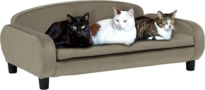 Paws &amp; Purrs Multi-Cat Sofa Bed – 41.5″ Wide Elevated Pet Couch with 3″ Foam Mattress, Removable Machine-Washable Cover – Stylish Indoor Pet Furniture for Two or More Cats and Dogs, Ash