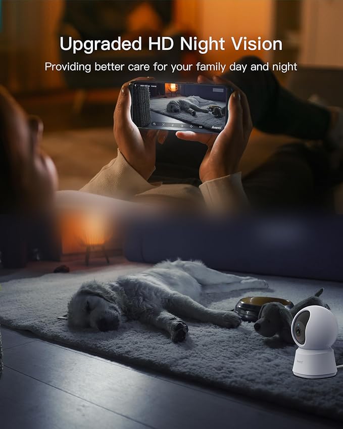 ARENTI 5G Security Camera Indoor, 4MP Pet Camera with Speaker for Dog/Cat, Baby Monitor with Phone App, Dual-Band WiFi, Auto Tracking, Super Night Vision, 2-Way Talk, Cloud &amp; SD Card Storage