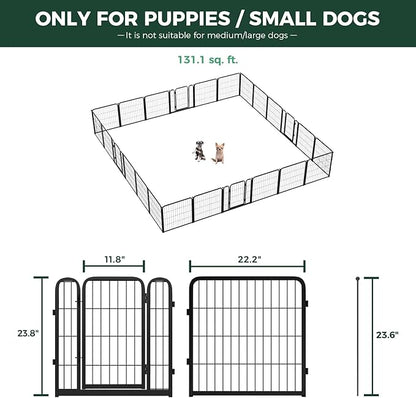 FXW Homeplus Unleashed Indoor Dog Playpen - Stress-Free and Safe Play, Heavy Duty 24 Inch 24 Wire Panels Dog Pen for Puppy and Small Dogs, Black│Patented