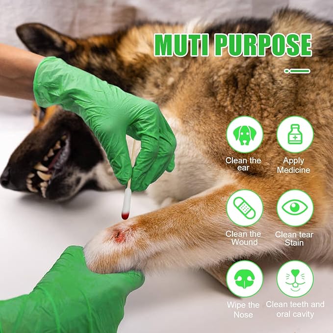 Long Cotton Swabs for Dog Ear Cleaning, 500pcs, 4.7 Inch Biodegradable Cotton Tips, Pet Ear Care &amp; Wound Treatment, Eco-Friendly Dog Ear Swabs