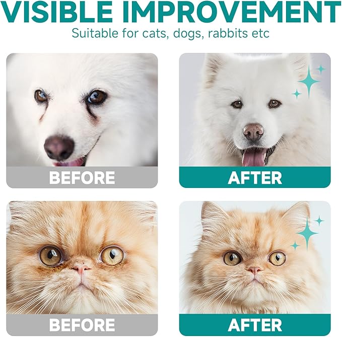 Pet Eyes Wipes for Dogs &amp; Cats, Gentle Remove Tear Stain, Eye Debris, Discharge, Mucus Secretions Grooming Deodorizing Wipes, Non-irritating Ingredients with Aloe &amp; Coconut Oil -150pcs