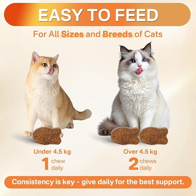 4-in-1 Flea Treatment for Cats Chewable, Natural Cat Flea and Tick Prevention Chewable Supplement for Skin &amp; Coat | Immunity Support | Digestive | Flea &amp; Tick Treatment for All Breeds &amp; Sizes