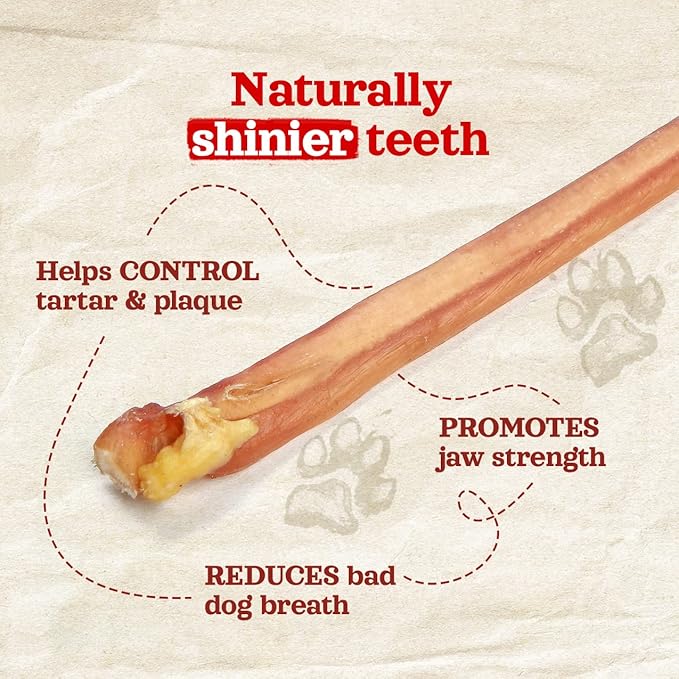 Natural Farm Odor-Free Thin Bully Sticks (12”, 12-Pack) All-Natural Long-Lasting Dog Chews, 100% Beef Pizzle, Grass-Fed, Grain-Free, Protein for Muscle Development &amp; Energy, Perfect for Large Dogs