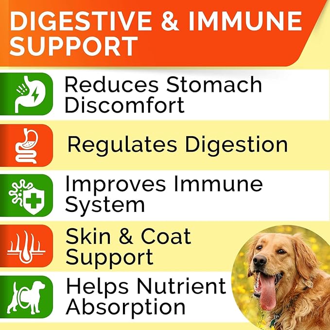 StrellaLab Dog Probiotics Treats for Picky Eaters - Digestive Enzymes + Prebiotics - Chewable Fiber Supplement - Allergy, Diarrhea, Gas, Constipation, Upset Stomach Relief - Improve Digestion&amp;Immunit