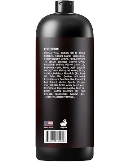 Biotin Shampoo with Keratin - Advanced Anti-Thinning, Hair Growth &amp; Repair Formula - Soothes Scalp, with Tea Tree Oil &amp; DHT Blockers - Strong, Healthy Hair for Men &amp; Women - 16 fl oz