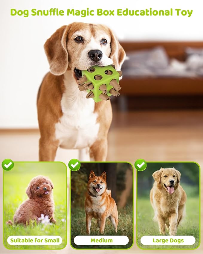 Interactive Puzzle Dog Toy Encourage Natural Foraging Skill, Durable Dog Enrichment Toy Snuffle Cube Cloth Strip with Hide &amp; Seek Food, Slow Feeder for Mind Stimulate &amp; Stress Relief (Green)