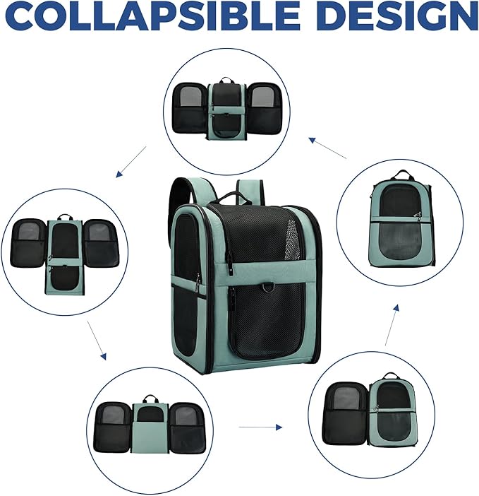 Apollo Walker Dog &amp; Cat Carrier Backpack for 4-15lb Pets - Ventilated Safe Design with Padded Back Support, Breathable Mesh Pet Backpack for Hiking, Travel, Outdoor (Blue)