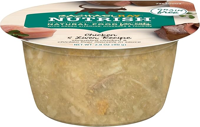 Nutrish Rachael Ray Grain Free Wet Cat Food, Chicken &amp; Liver Recipe, 2.8 oz. Cup, 24 Count