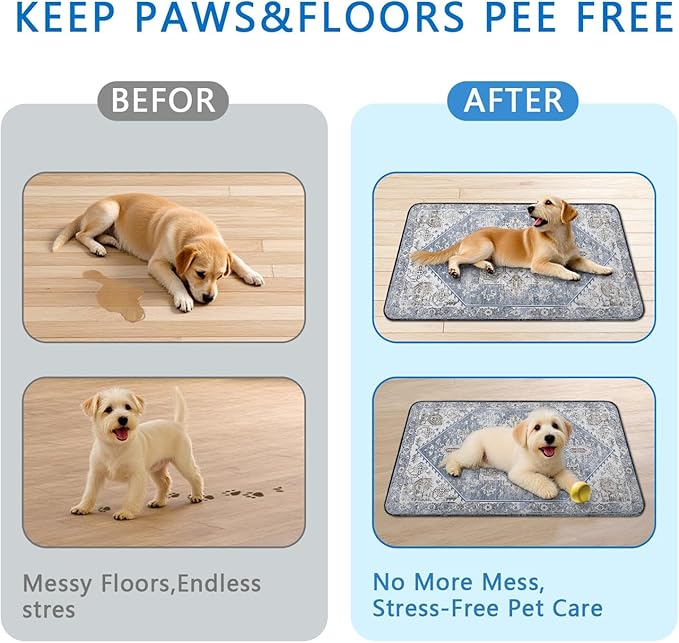 Washable Pee Pads for Dogs 2 Pack, Absorbent Reusable Puppy Pads Waterproof, Leakproof &amp; Non-Slip Whelping Pad, Potty Training Pads for Dogs Playpen Mat 24x36