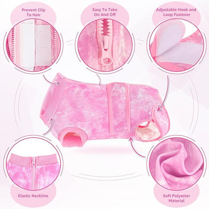 Lukovee Recovery Suit for Dogs - Zipper On Onesie for Female Male Dog, Abdominal Wounds Cone E-Collar Alternative, Prevent Licking Spay (Pink-TPI, L)