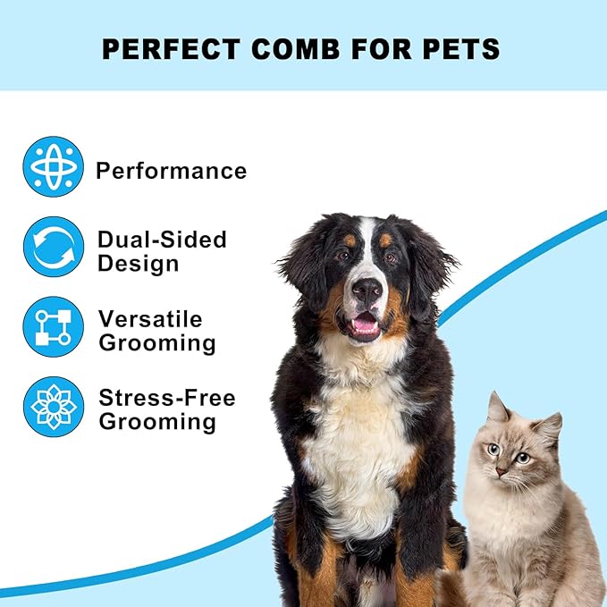 Pet Grooming Brush, Double Sided Undercoat Rake for Dogs &amp; Cats, Professional Deshedding Brush and Dematting Tool, Safe and Effective Removing Knots, Mats, Tangles,and Flying Hair