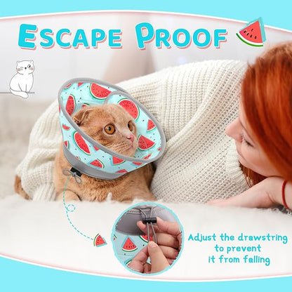 Cat Cone Collar Soft to Stop Licking, Adjustable, Foldable Lightweight Kitten Cones After Surgery Recovery for Cats &amp; Kittens, Cat Cone Alternative (Blue, M)
