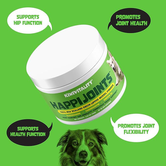 Green Lipped Mussel Powder for Dogs &amp; Cats - Premium Hip &amp; Joint Support for Joints, Tendons, Ligaments (100 Grams, Up to 300 Servings)