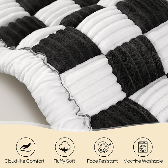 Backseat Pet Bed Mat, Non-Slip Plaid Dog Bed for Car Back Seat, Flannel Backseat Dog Bed, Fit for Backseat Extenders and Trucks SUVs (Black&amp;White, 24.8x54 inch)