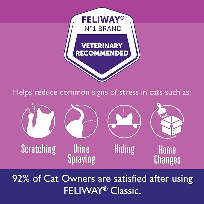 FELIWAY Classic Cat Calming Pheromone Diffuser: 1 Diffuser Kit &amp; 3 Refills