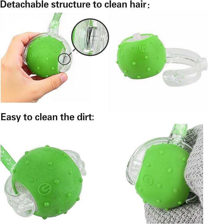 Interactive Cat Toys Ball for Indoor Cats, Automatic Agile Rolling Cat Ball with Elastic Mesh Tail, Bird Chirping &amp; Motion Activated, 2 Tail Accessories, Kitten Toy for Bored (Green)