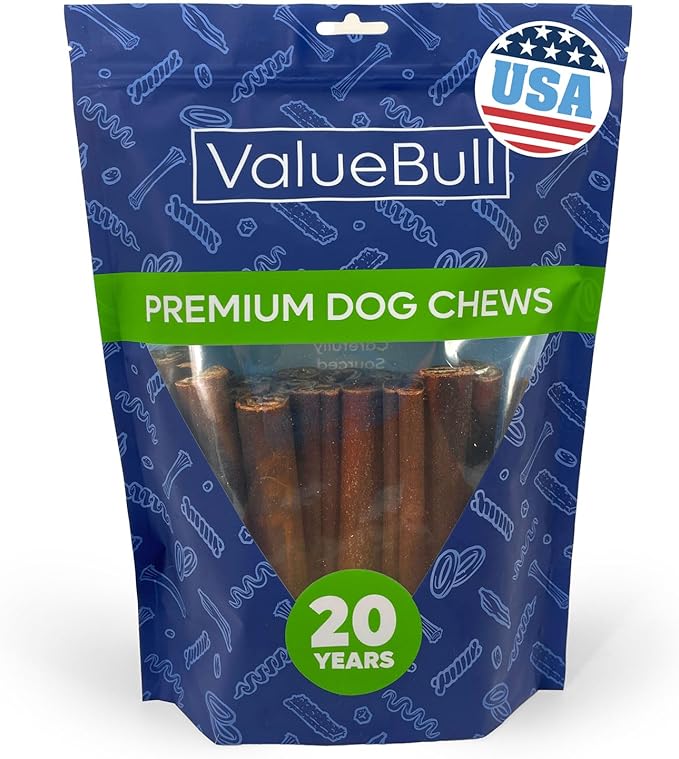 ValueBull USA Collagen Sticks for Dogs, 6 Inch Thick Chews, Natural Long-Lasting Dog Treats, 25 Count - Promotes Joint, Skin &amp; Coat Health with Glucosamine and Chondroitin
