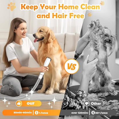 Dog Grooming Vacuum &amp; Dryer &amp; Clippers for Shedding Grooming, 3L Canister for Large Dog, 3 in 1 Grooming Kit for Dogs at Home, Adjustable Temperature and Airflow Pet Grooming Kits.