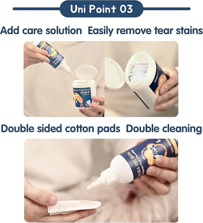 UNIPAWS Dog &amp; Cat Eye Area Cleaner with Wipes – Vet-Recommended Tear Stain Remover – 5.1 fl oz Cleaner + 50 Dry Finger Wipes – Probiotic &amp; Plant Formula, Gentle Grooming Care