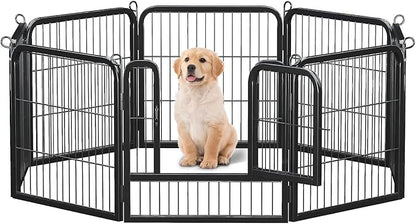 24 Inch 8 Panels Dog Playpen - Metal Pet Exercise Pen for Puppy, Indoor/Outdoor Dog Fence for Yard, Garden, Camping &amp; RV Travel