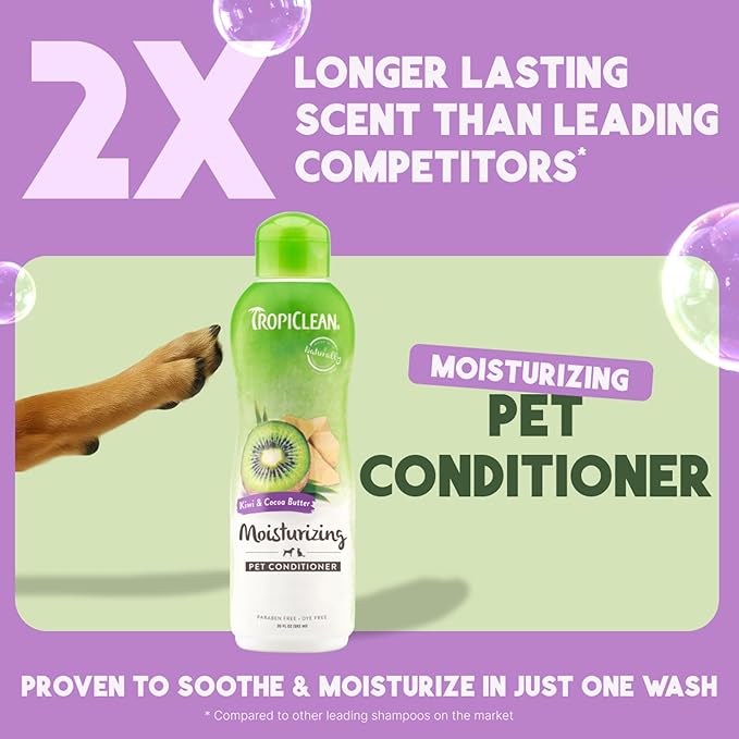 TropiClean Dog Conditioner, Easy Detangling &amp; Moisturizing Conditioner, Puppy Safe, Made in The USA, Kiwi &amp; Cocoa Butter Scent, 20oz.