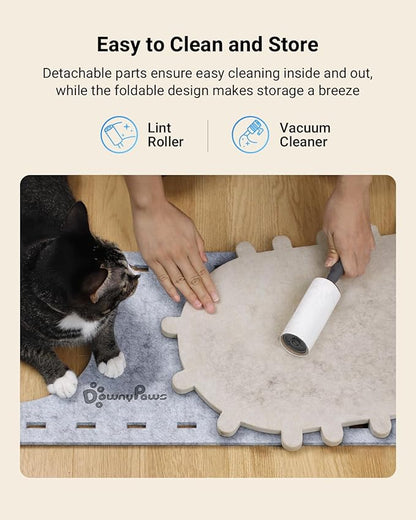 DownyPaws Cat House for Indoor Cats, Cat Bed Cave for Multiple &amp; Large Cats Up to 22 Lbs, Scratch Resistant Peekaboo Cat Caves, Foldable Tunnel Enclosed Bed, PeekaPurr, Marble