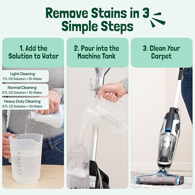 Sunny &amp; Honey Carpet Shampoo &amp; Cleaning Solution - 32 Fl Oz Spring Mint Scent - Pet Carpet Cleaner Machine Solution - Rug &amp; Upholstery Cleaner - Stain Remover &amp; Odor Deodorizer