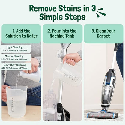 Sunny &amp; Honey Carpet Shampoo &amp; Cleaning Solution - 32 Fl Oz Spring Mint Scent - Pet Carpet Cleaner Machine Solution - Rug &amp; Upholstery Cleaner - Stain Remover &amp; Odor Deodorizer