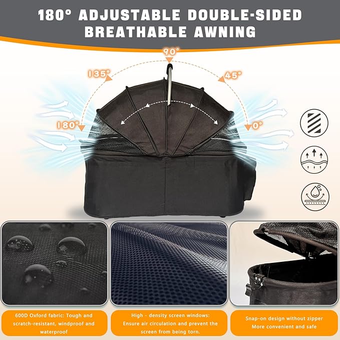 Pet Stroller for Small &amp; Medium Dogs Cats up to 55 lbs 4-in-1 Foldable Travel Pet Stroller with Detachable Carrier Lightweight All-Terrain Spring Damping,Car Seat,Sun Canopy,Black