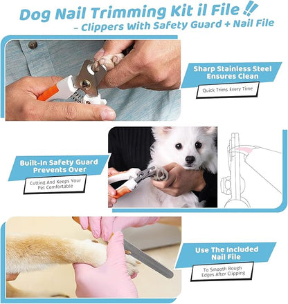 Pet Steam Brush for Dog &amp; Cat – 3-in-1 Spray Hair Removal Comb for Shedding &amp; Grooming Shedding Glove, Flea Comb, Couch Carpet Hair Removal Tool, Nail Toenail Clippers Nail File Shampoo-8PCS