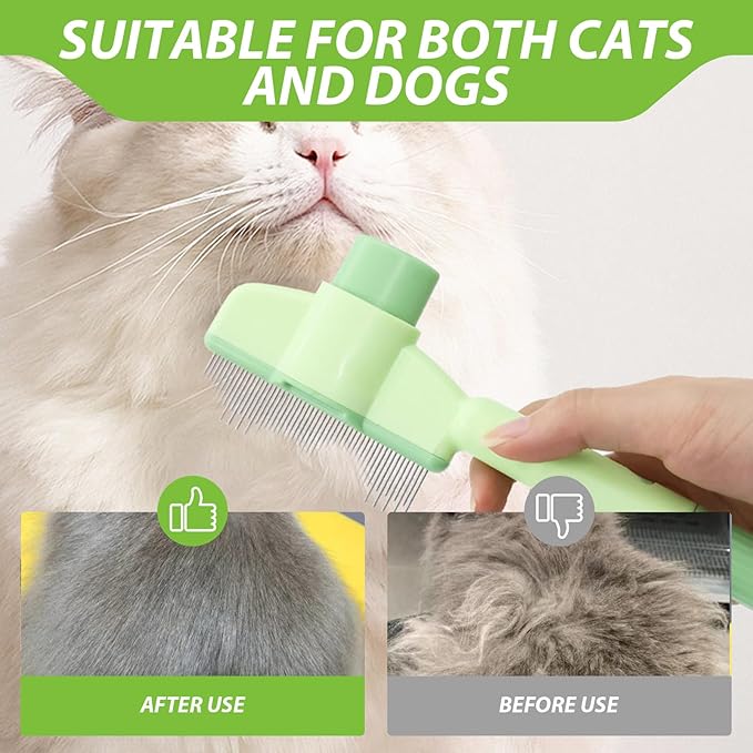 Pet Dematting Comb for Cats &amp; Dogs, Stainless Steel Grooming Tool with Rounded Teeth for Matted Fur, Tangles &amp; Loose Hair Removal, Ergonomic Handle for Easy Brushing