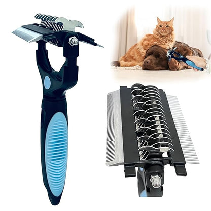 3-in-1 Pet Grooming Brush for Dogs &amp; Cats – Double Sided Deshedding Tool with Stainless Steel Teeth, Detangler Comb &amp; Undercoat Rake | Ergonomic Handle for Matted Fur Removal, Safe for Long/Short Hair
