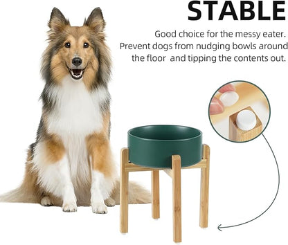Ceramic Raised Dog Bowl Set, Elevated Dog Bowl with Stand, Food and Water Bowl for Large Breed Dogs, Weighted Dog Dishes, Pet Bowl(8.2&