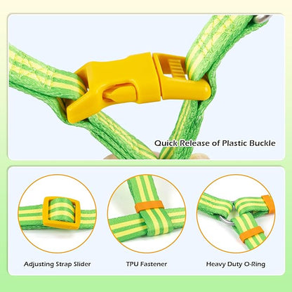 Stripe Step in Dog Harness for Small Dogs, Freedom Nylon Dog Halter Vests, Lightweight and Escape Proof Puppy Harness, Quick Fits for Small Medium and Large Dogs, Green L