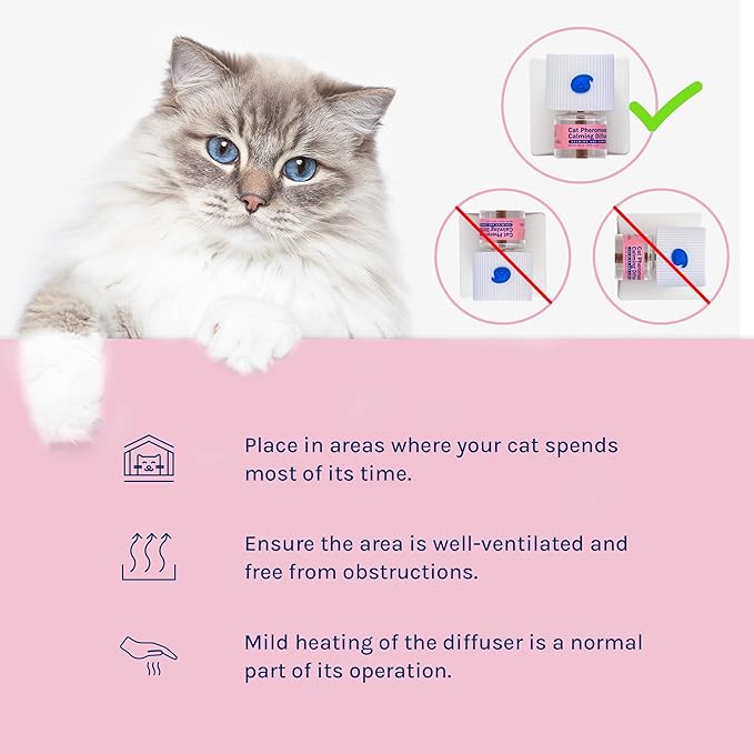 Cat Calming Pheromones Diffuser: 2 Classic Cats Plug in Refill Diffusers for Relaxation &amp; Comfort - Reduce Stress Barking &amp; Scratching - Indoor 60 Days Supply