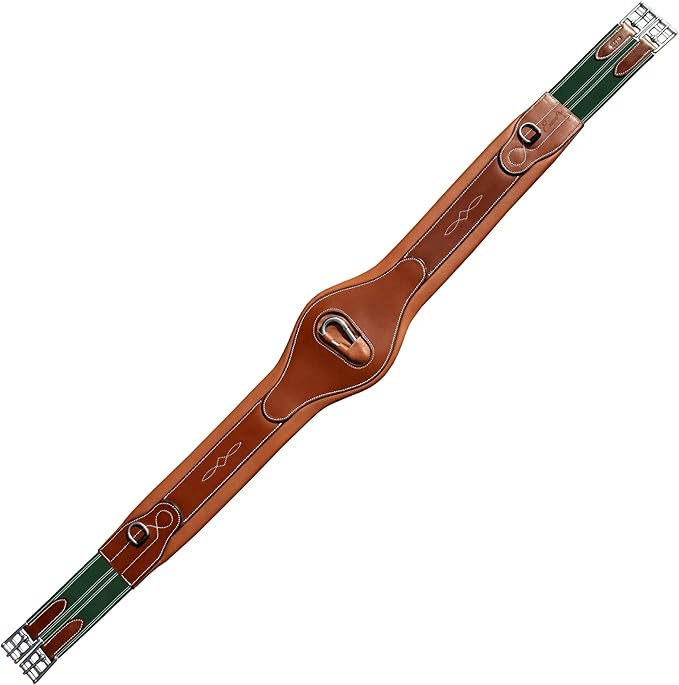 Exion Designer Anatomic Snap Over Lay Girth | Comfortable Leather Horse Girth for English Saddles | Jumping &amp; Riding